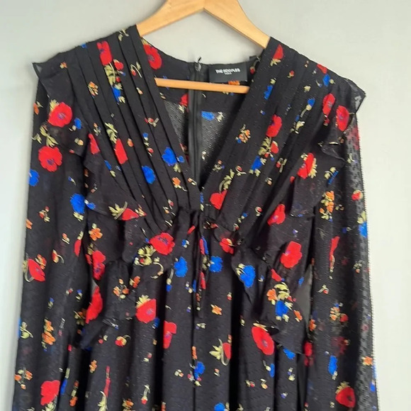 The Kooples Paris Black Daydream Flowers Silk Mini Dress Size 0 - Picture 5 of 13